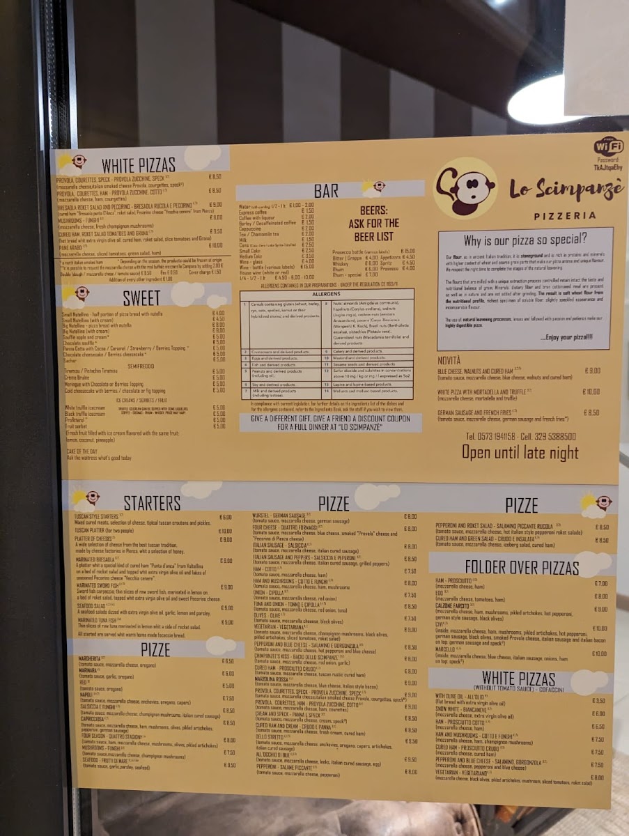 Menu Pizzeria Lo Scimpanzè-1