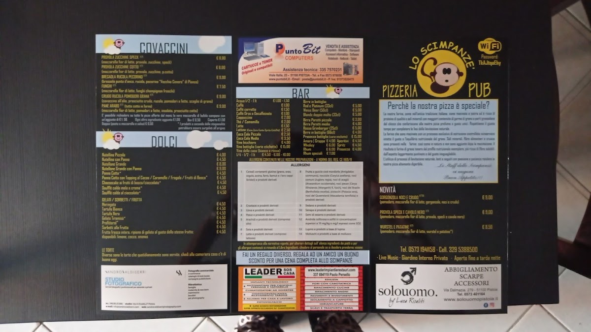 Menu Pizzeria Lo Scimpanzè-2