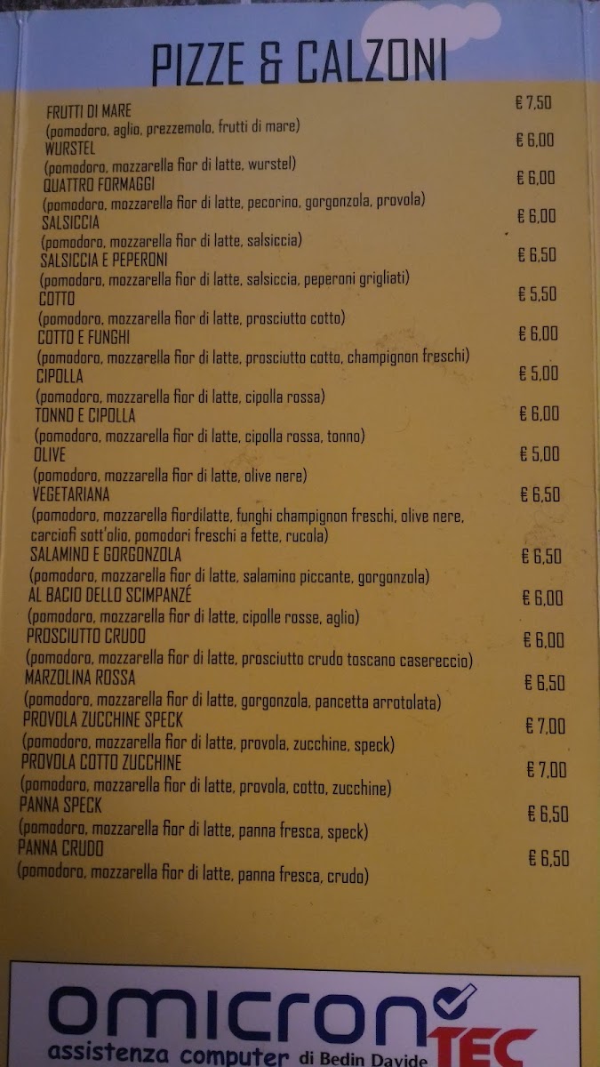 Menu Pizzeria Lo Scimpanzè-9